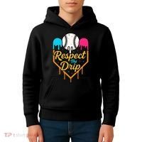 Respect The Drip Baseball Ice Cream Home Plate Kids Hoodie thumb 4