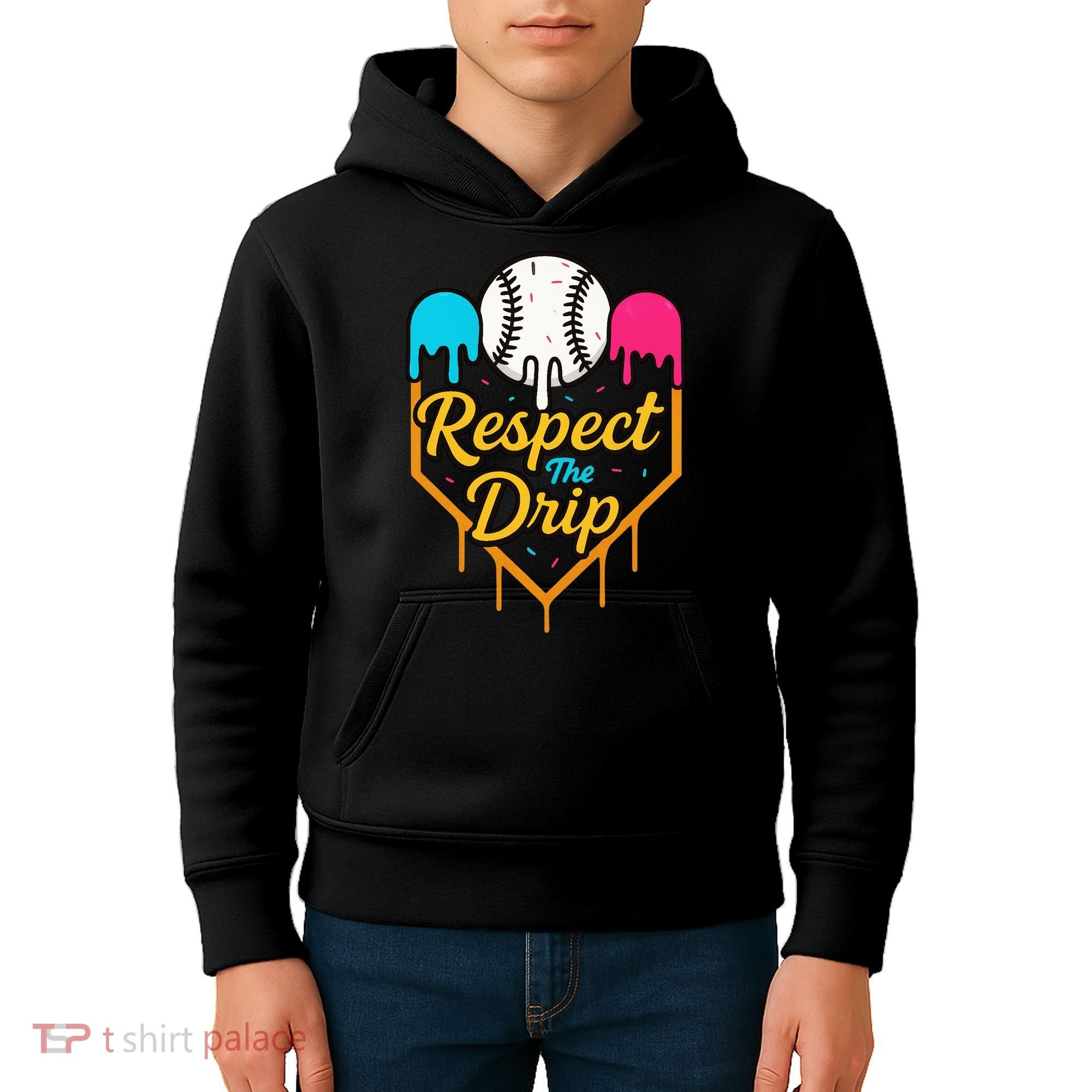 Respect The Drip Baseball Ice Cream Home Plate Kids Hoodie