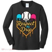 Respect The Drip Baseball Ice Cream Home Plate Kids Long Sleeve Shirt thumb 0