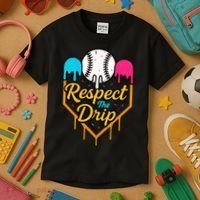 Respect The Drip Baseball Ice Cream Home Plate Kids T-Shirt thumb 3