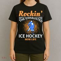 Rockin' The Exhausted Ice Hockey Mom Life T-Shirt thumb 4