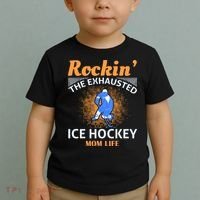 Rockin' The Exhausted Ice Hockey Mom Life Toddler T-Shirt thumb 2