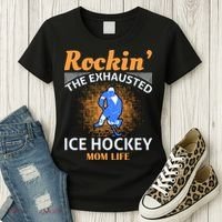 Rockin' The Exhausted Ice Hockey Mom Life Women's T-Shirt thumb 3