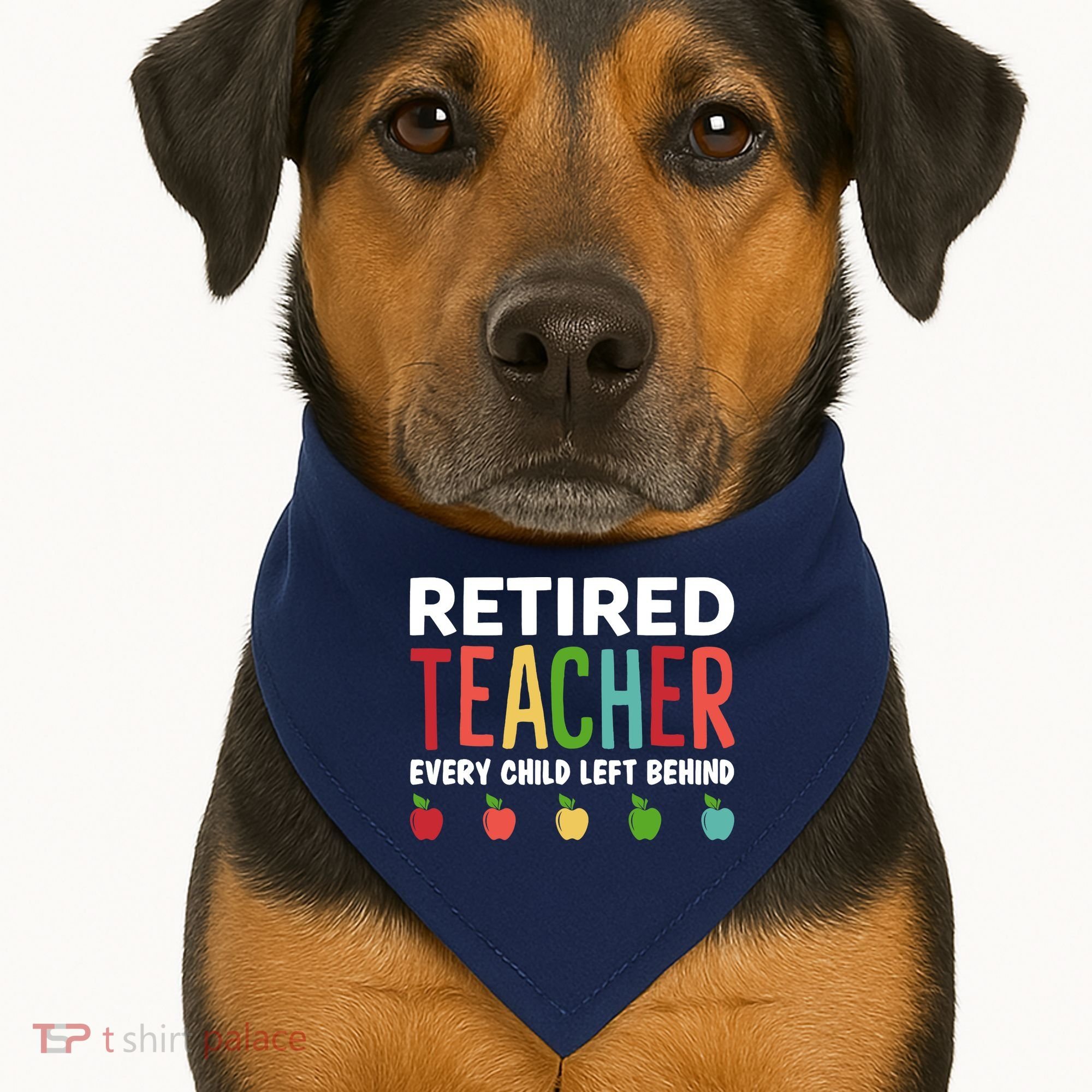 Retired Teacher Every Child Left Behind Funny Gift USA-Made Doggie Bandana