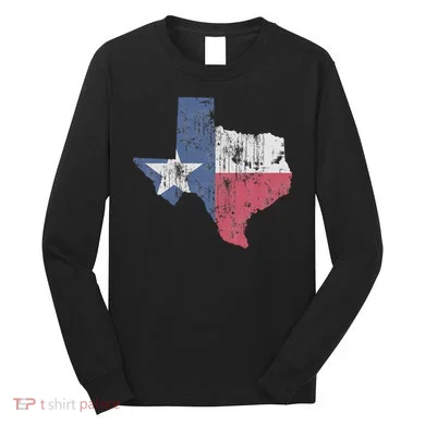 Retro Texas Flag Map Long Sleeve Shirt