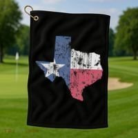 Retro Texas Flag Map Golf Towel thumb 1