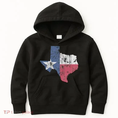 Retro Texas Flag Map Kids Hoodie