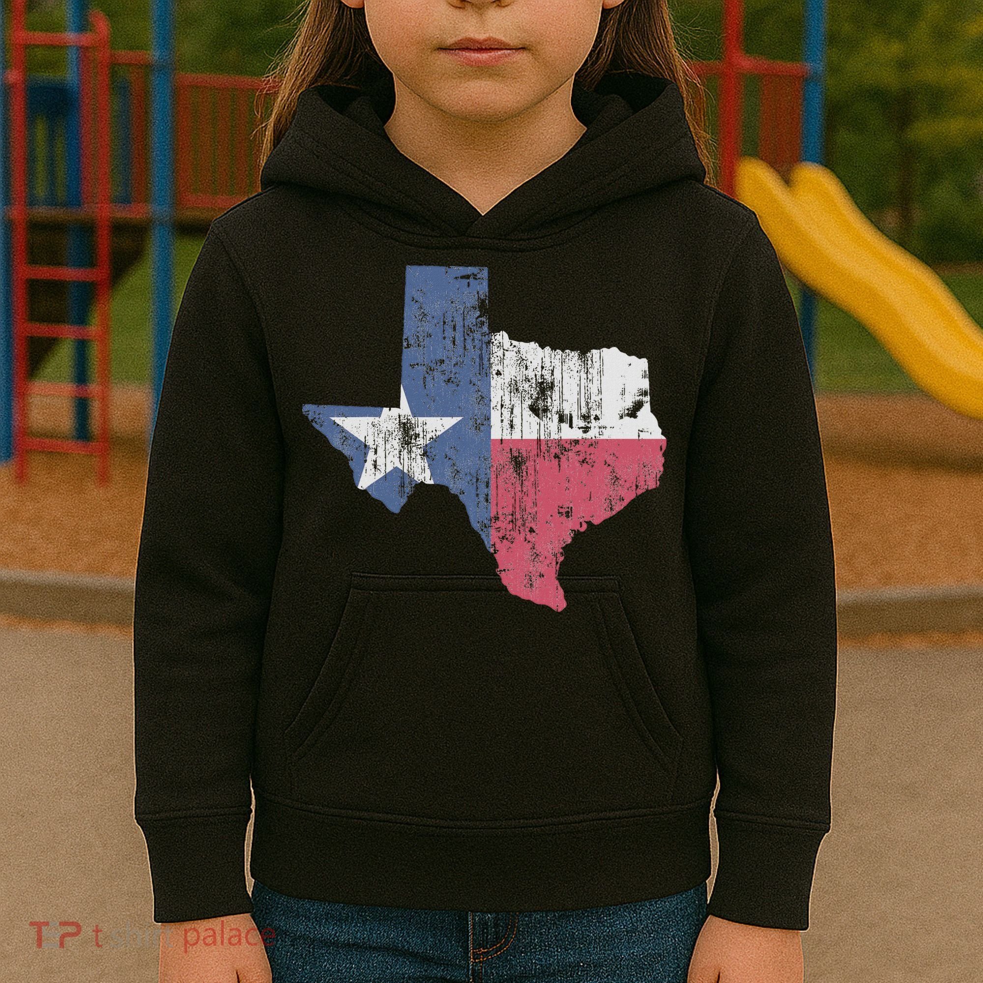 Retro Texas Flag Map Kids Hoodie