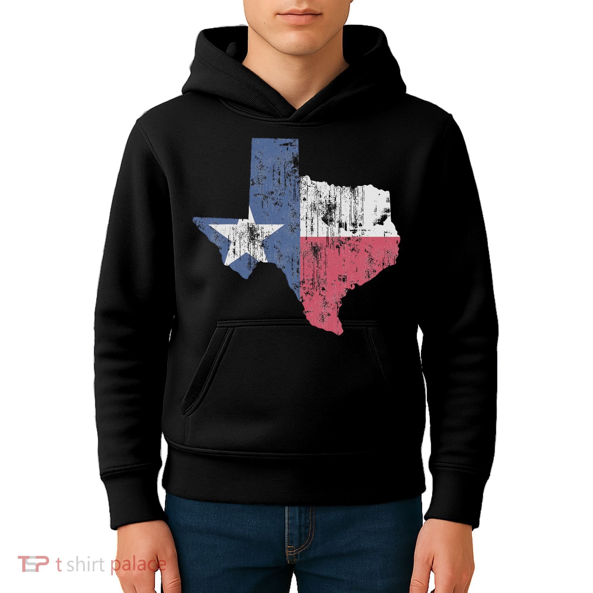 Retro Texas Flag Map Kids Hoodie