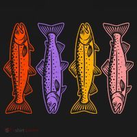 Rainbow Trout Fish Retro 80s Doggie Tank thumb 4
