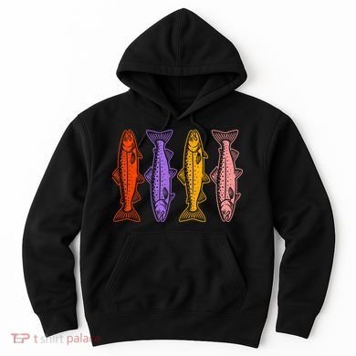 Rainbow Trout Fish Retro 80s Hoodie