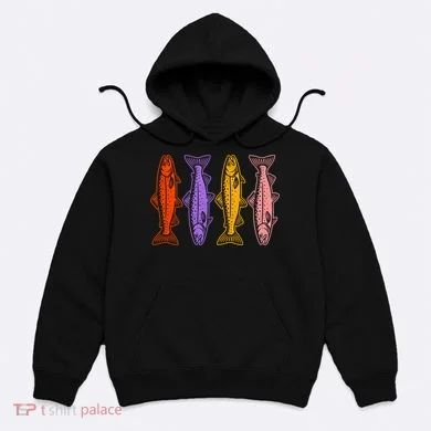 Rainbow Trout Fish Retro 80s Hoodie