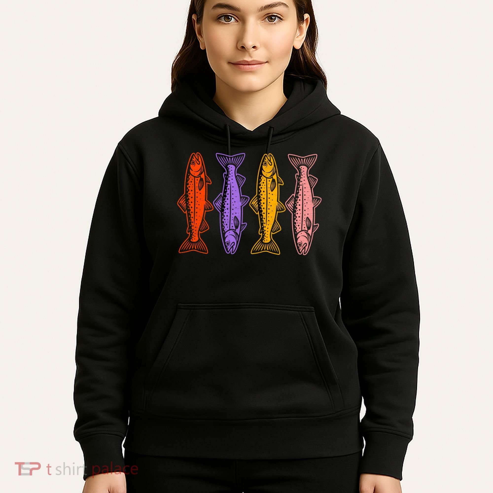 Rainbow Trout Fish Retro 80s Hoodie