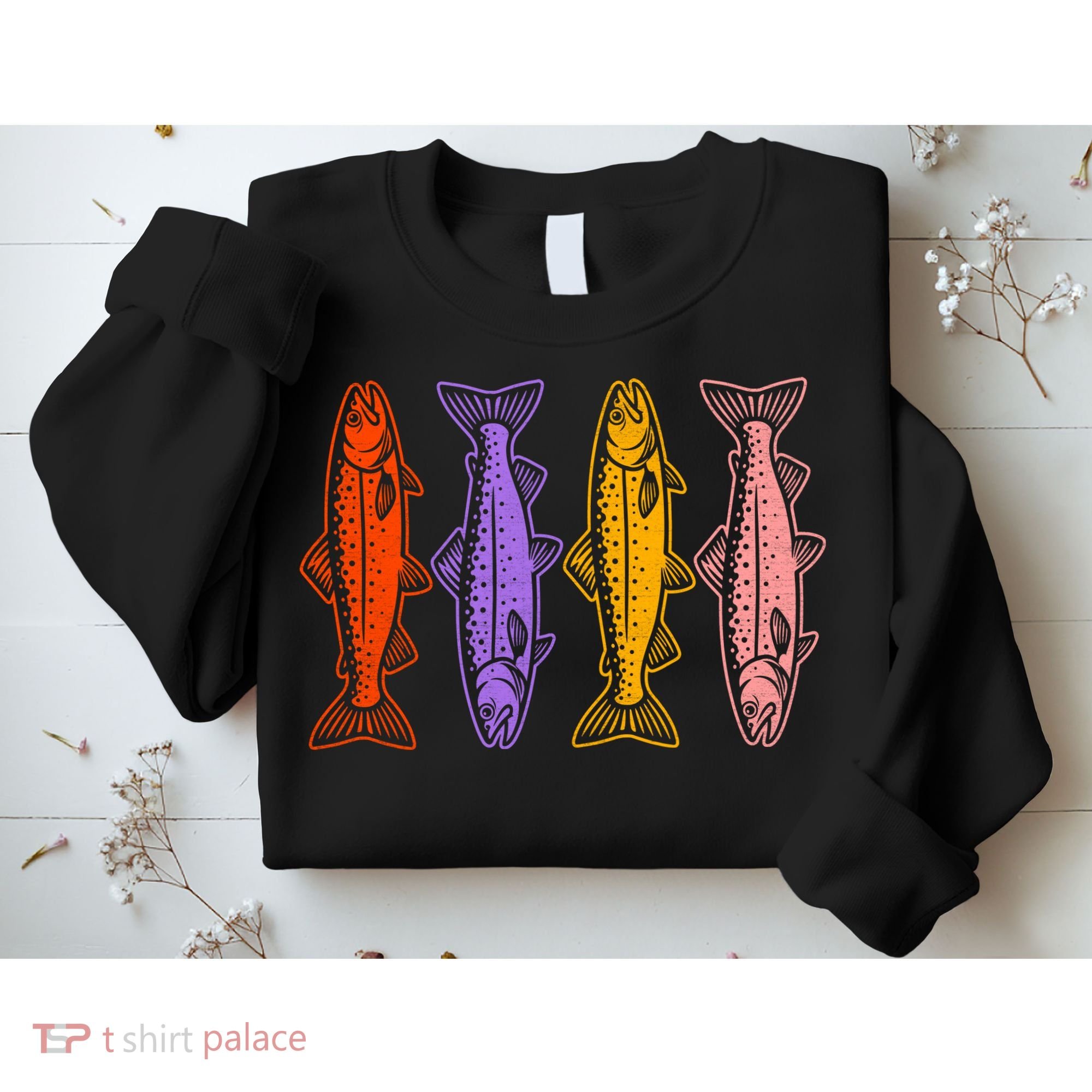 Rainbow Trout Fish Retro 80s Sweatshirt