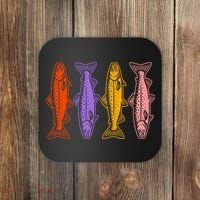 Rainbow Trout Fish Retro 80s Coaster thumb 0