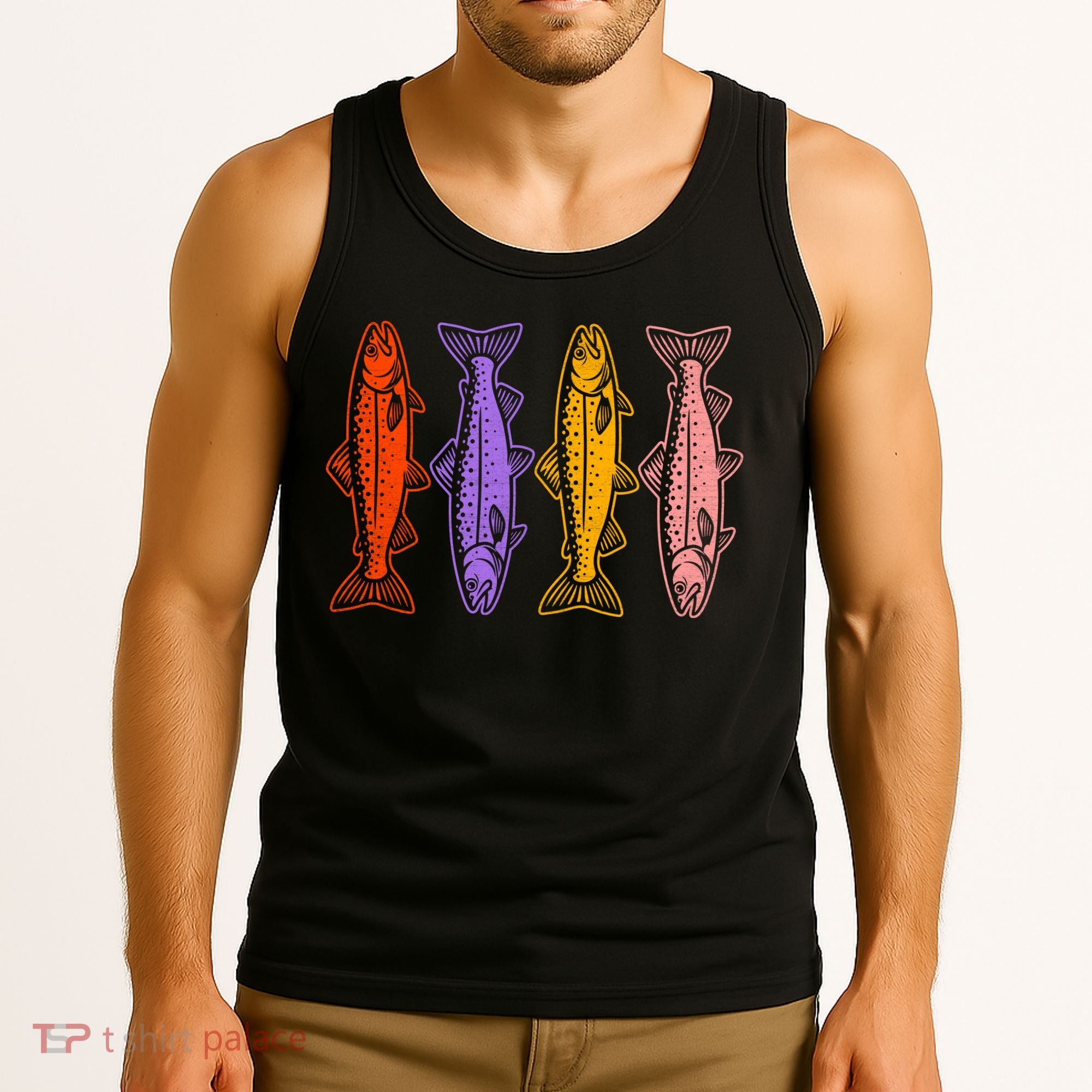 Rainbow Trout Fish Retro 80s Tank Top