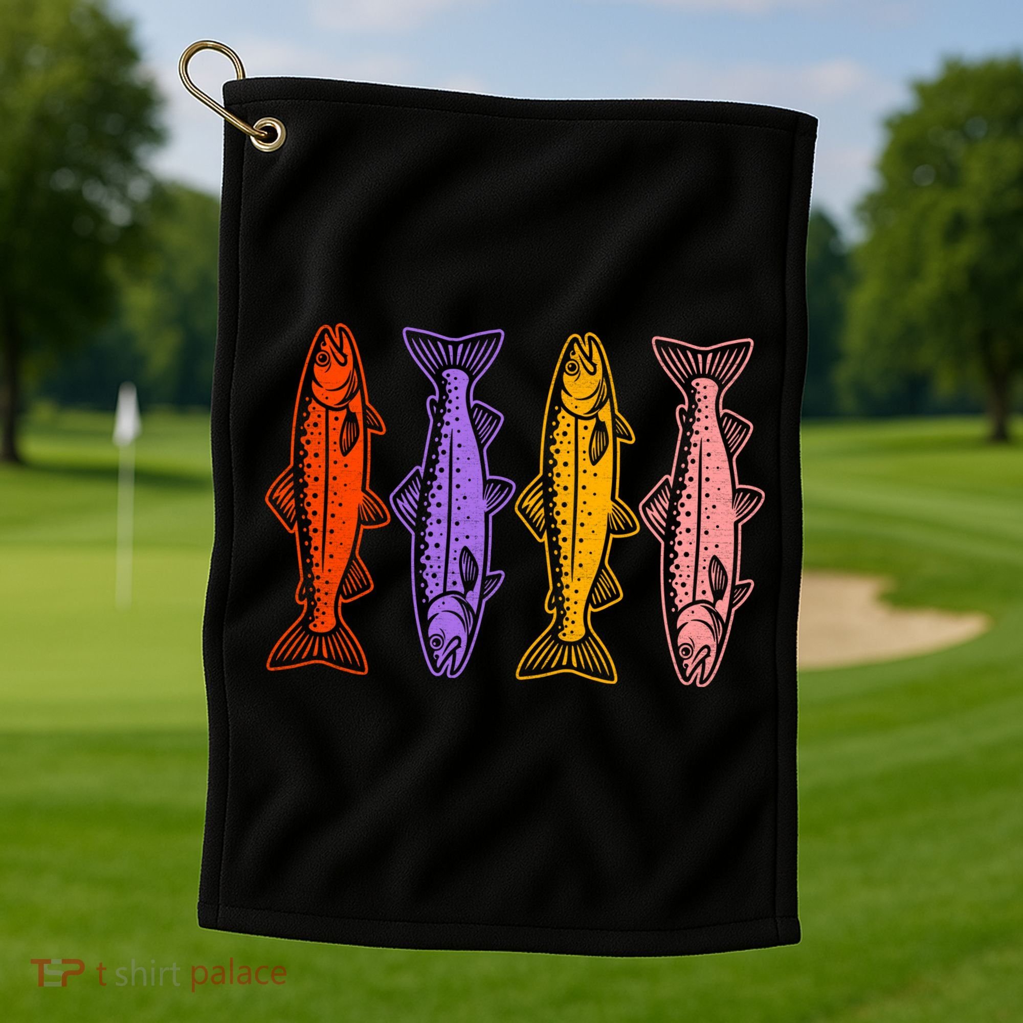 Rainbow Trout Fish Retro 80s Golf Towel