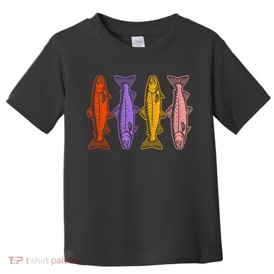 Rainbow Trout Fish Retro 80s Toddler T-Shirt