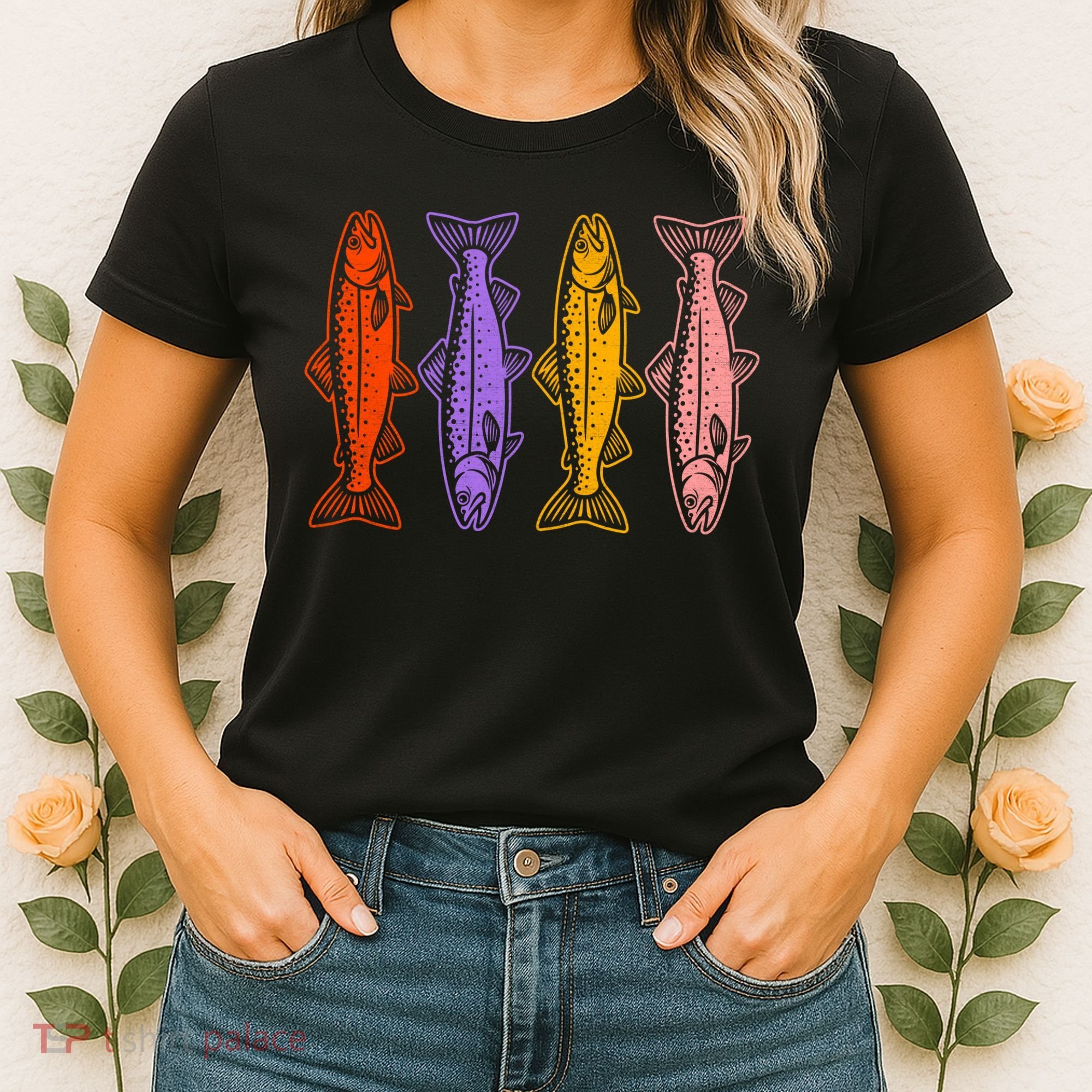 Rainbow Trout Fish Retro 80s Women's T-Shirt