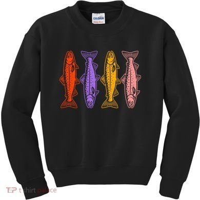 Rainbow Trout Fish Retro 80s Kids Sweatshirt