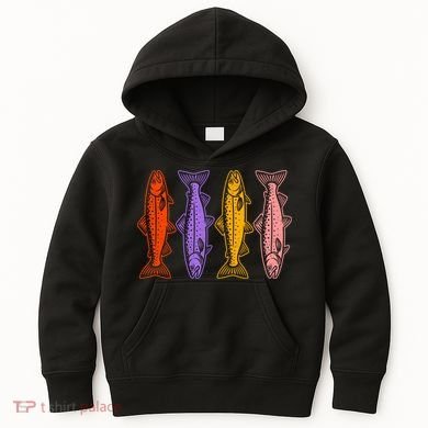 Rainbow Trout Fish Retro 80s Kids Hoodie