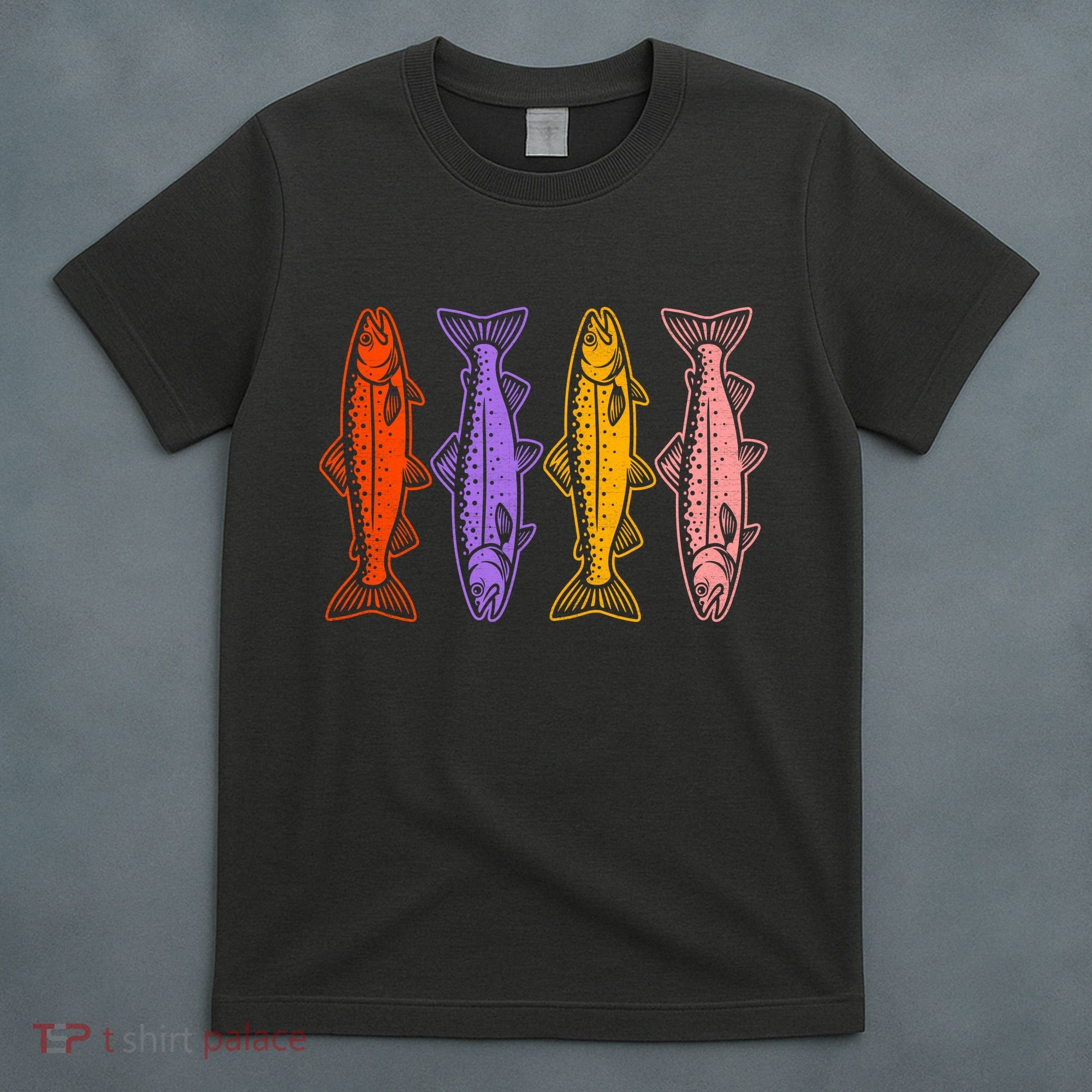 Rainbow Trout Fish Retro 80s T-Shirt