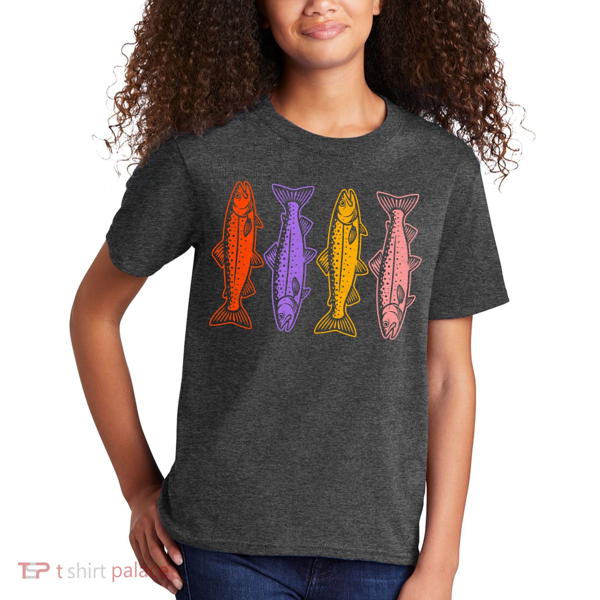Rainbow Trout Fish Retro 80s Kids T-Shirt