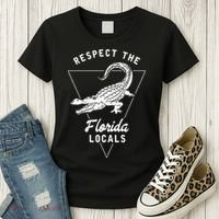 Respect The Florida Locals Alligator Funny Gator Women's T-Shirt thumb 3