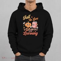 Retro Teacher Fall In Love With Learning Autumn Thanksgiving Hoodie thumb 0