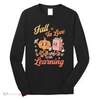 Retro Teacher Fall In Love With Learning Autumn Thanksgiving Long Sleeve Shirt thumb 0