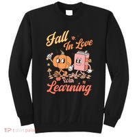 Retro Teacher Fall In Love With Learning Autumn Thanksgiving Sweatshirt thumb 0