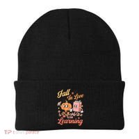 Retro Teacher Fall In Love With Learning Autumn Thanksgiving Beanie thumb 0