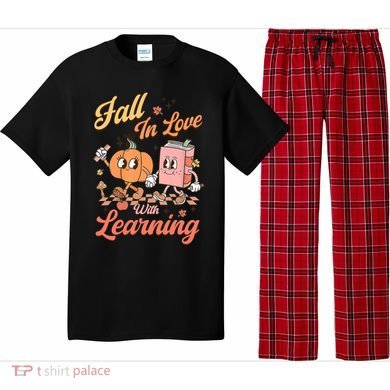 Retro Teacher Fall In Love With Learning Autumn Thanksgiving Pajama Set