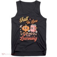Retro Teacher Fall In Love With Learning Autumn Thanksgiving Tank Top thumb 0