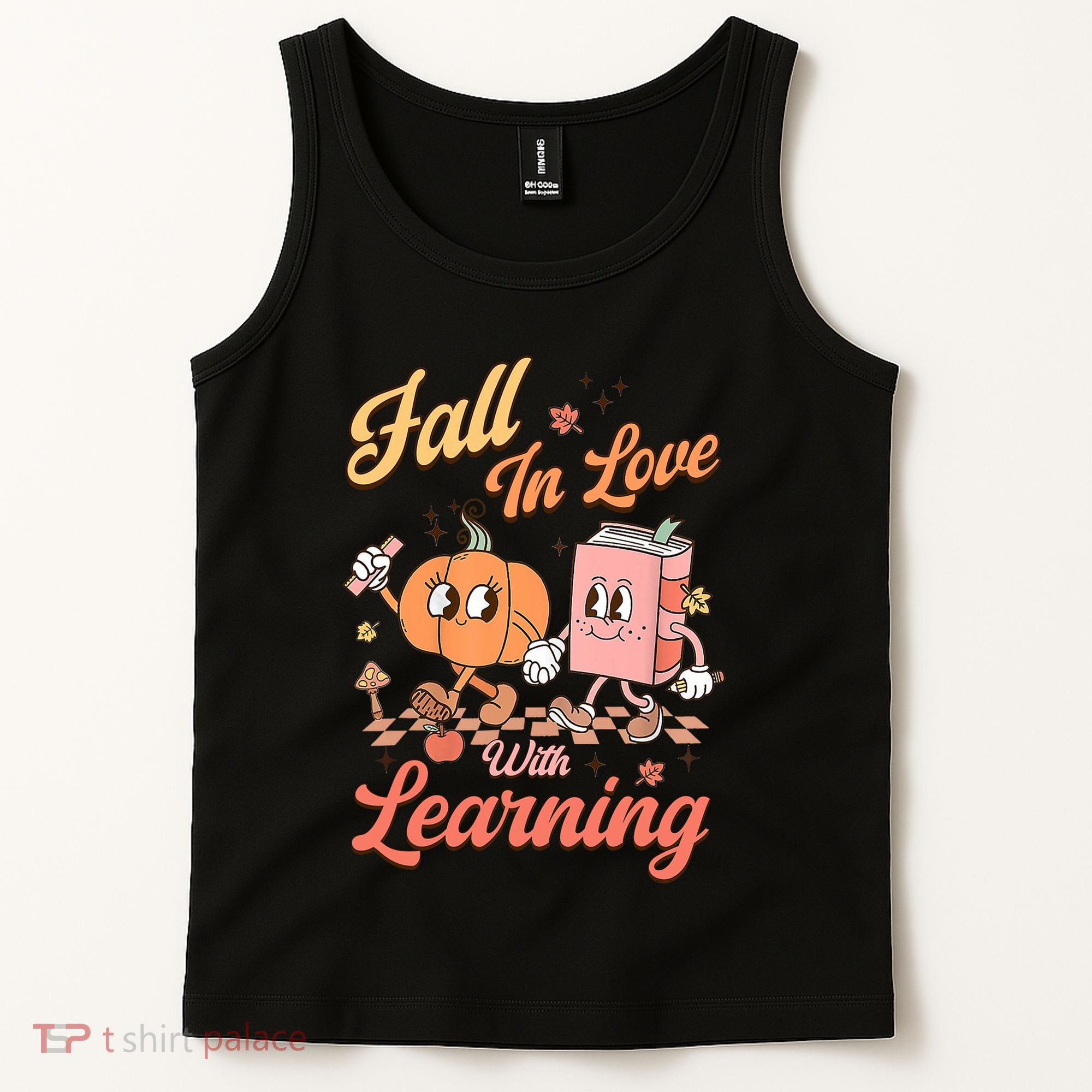 Retro Teacher Fall In Love With Learning Autumn Thanksgiving Tank Top