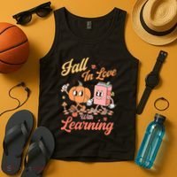 Retro Teacher Fall In Love With Learning Autumn Thanksgiving Tank Top thumb 4