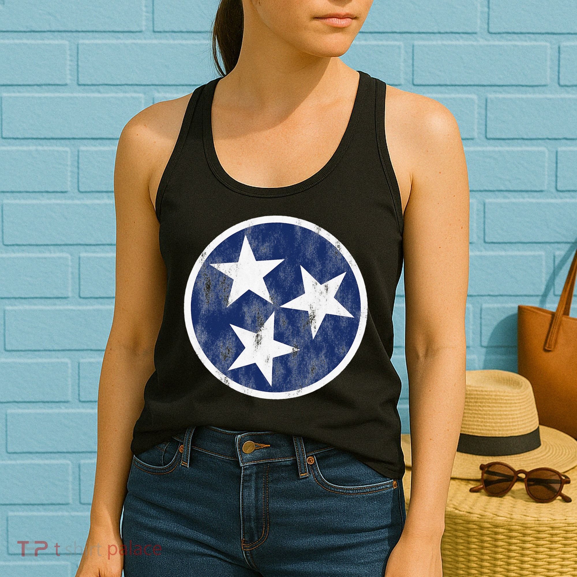 Retro Tennessee Flag Star Logo Volunteer State Nashville TN Women's Tank Top