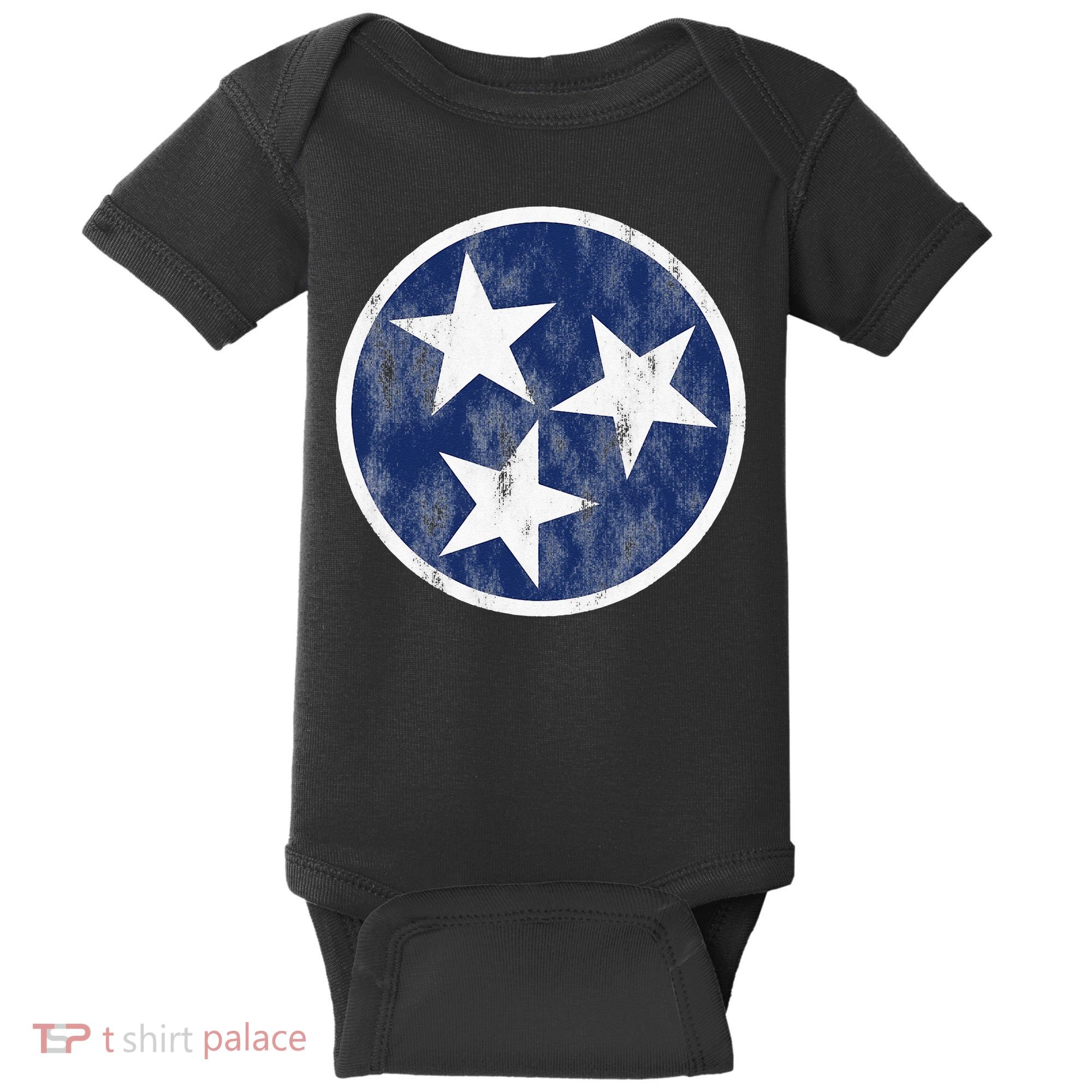Retro Tennessee Flag Star Logo Volunteer State Nashville TN Baby Bodysuit