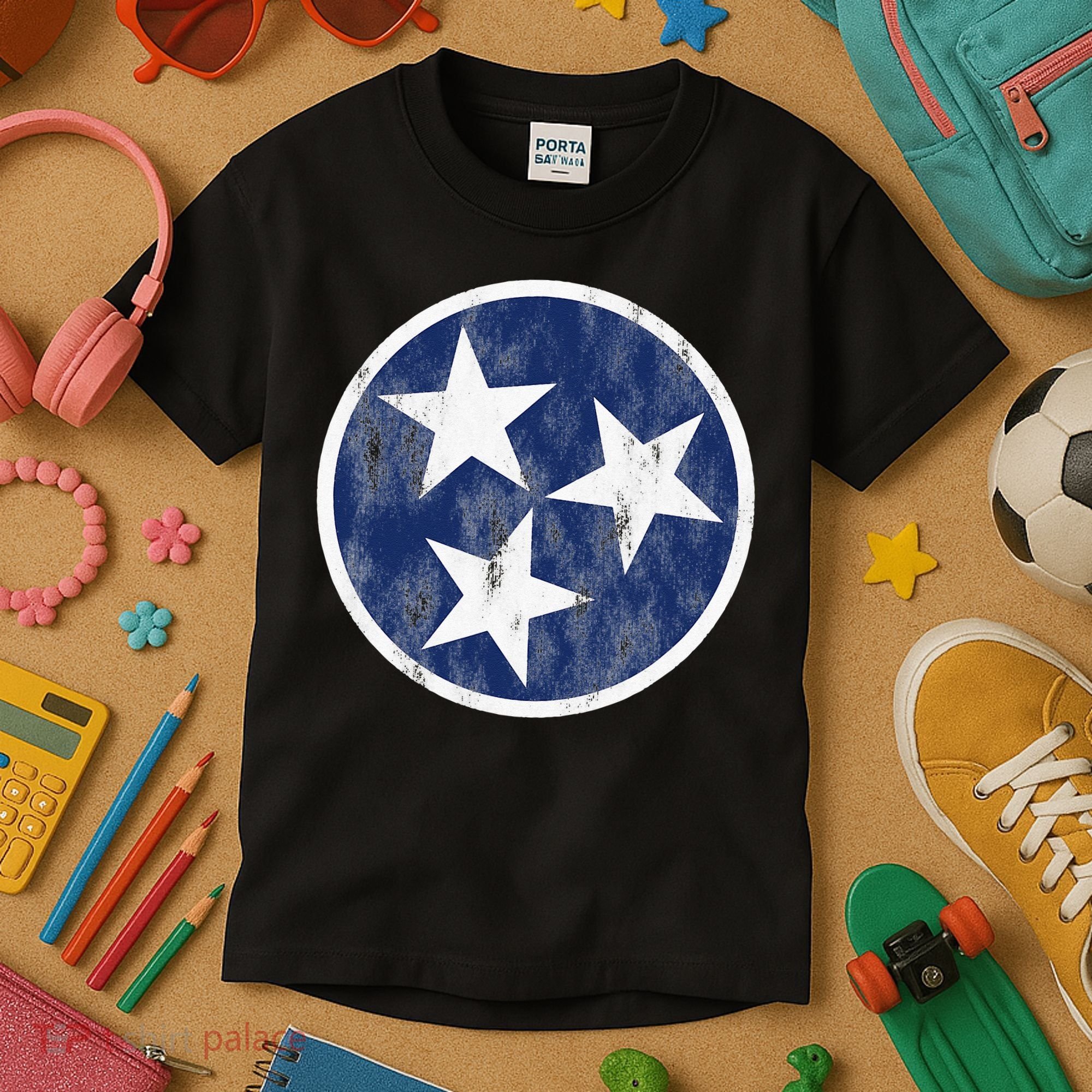 Retro Tennessee Flag Star Logo Volunteer State Nashville TN Kids T-Shirt