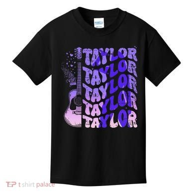 Retro Taylor First Name Vintage Taylor Name Groovy Kids T-Shirt