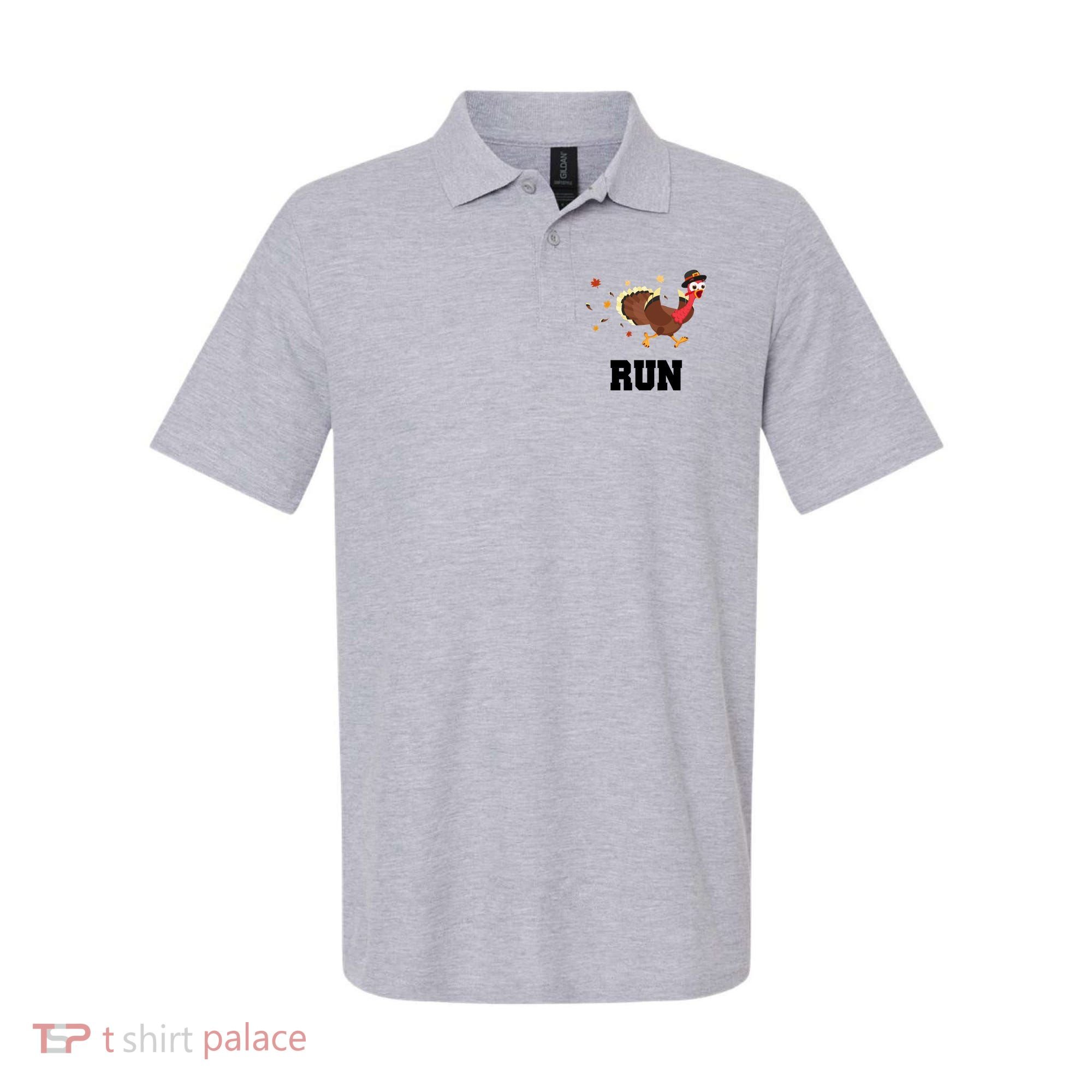 Run Turkey Funny Thanksgiving Polo