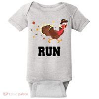 Run Turkey Funny Thanksgiving Baby Bodysuit thumb 0