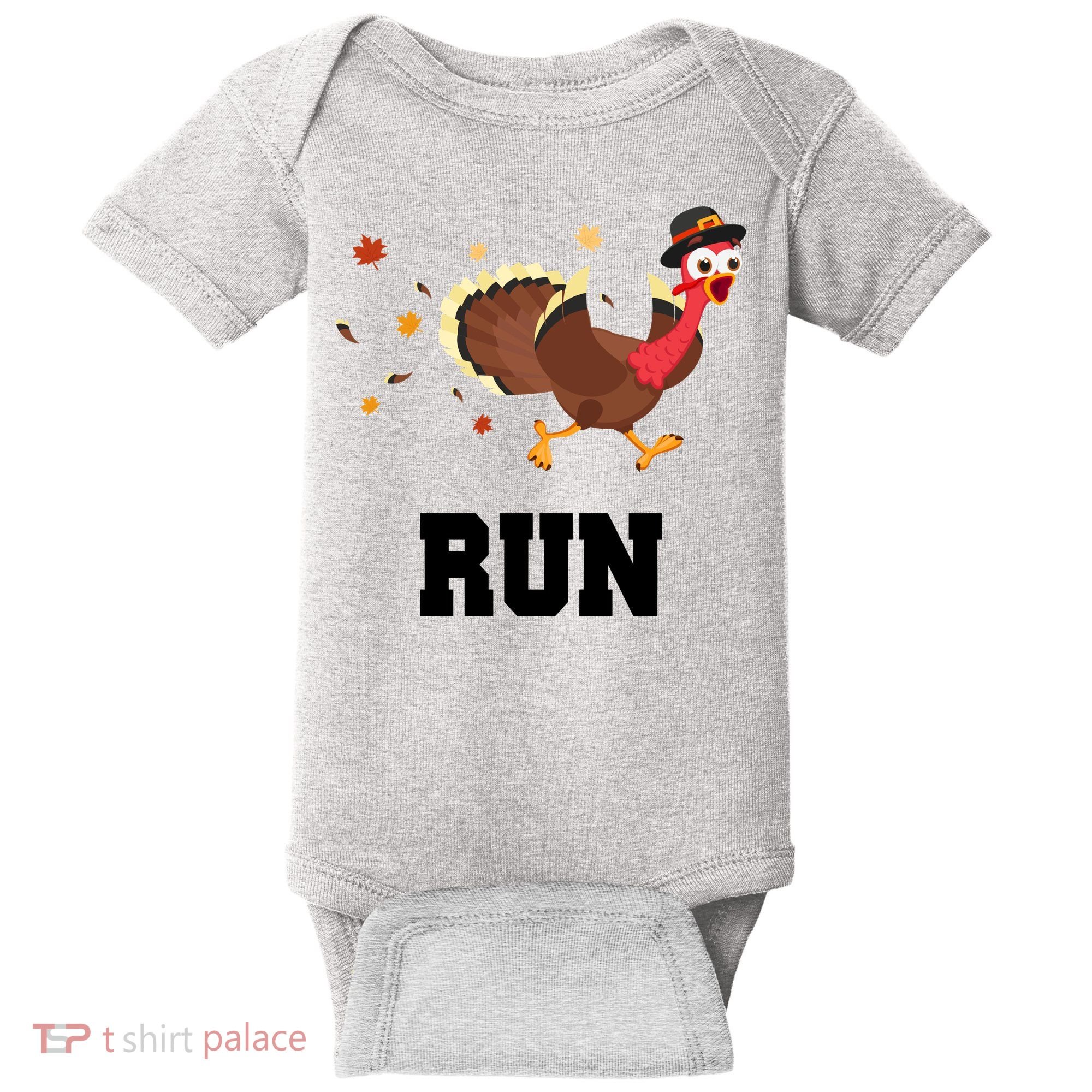 Run Turkey Funny Thanksgiving Baby Bodysuit
