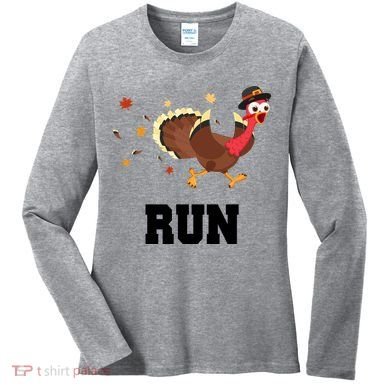 Run Turkey Funny Thanksgiving Women's Long Sleeve Shirt