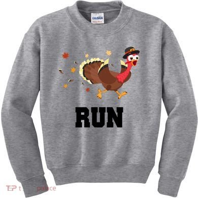 Run Turkey Funny Thanksgiving Kids Sweatshirt