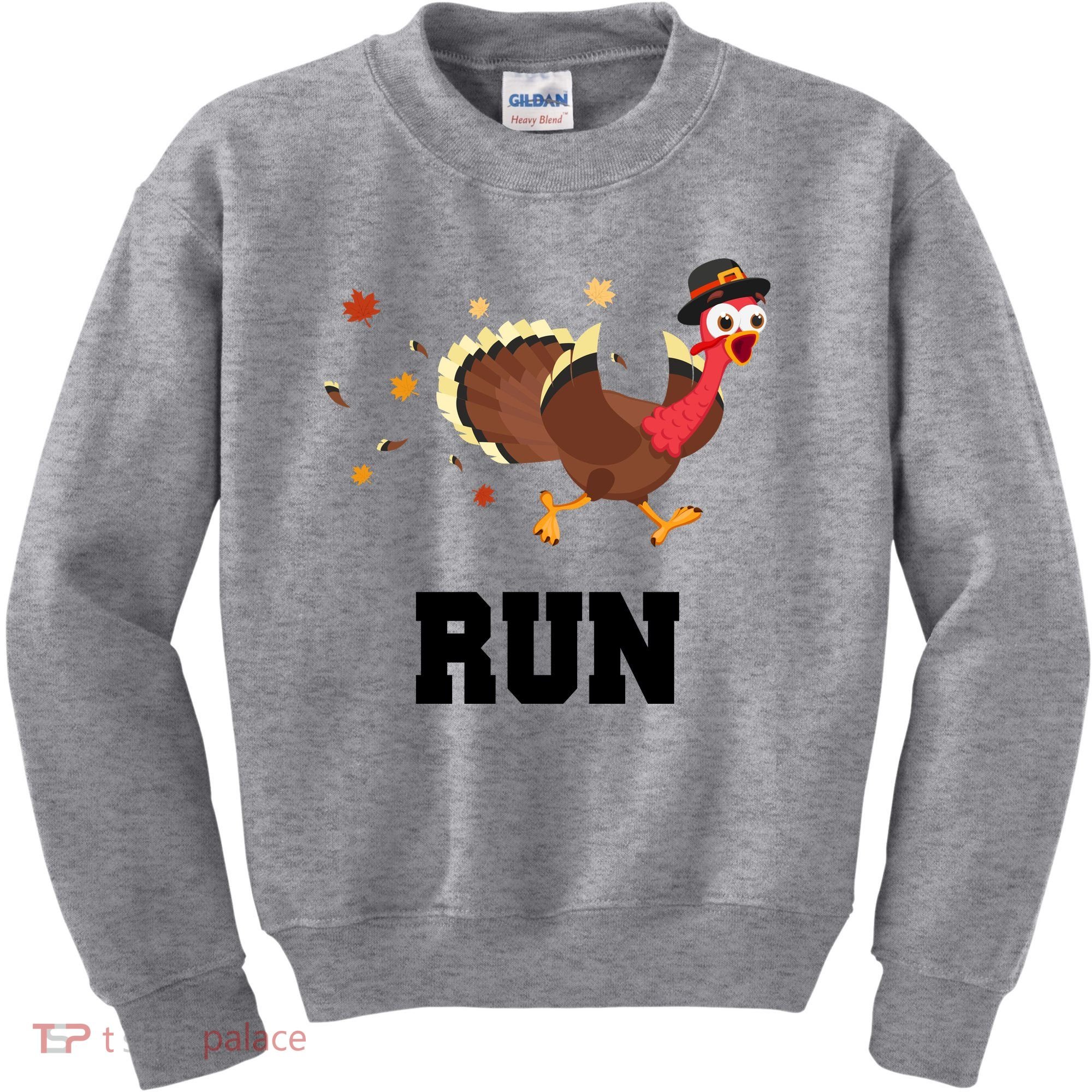 Run Turkey Funny Thanksgiving Kids Sweatshirt