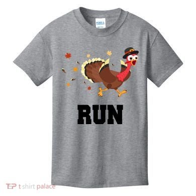 Run Turkey Funny Thanksgiving Kids T-Shirt