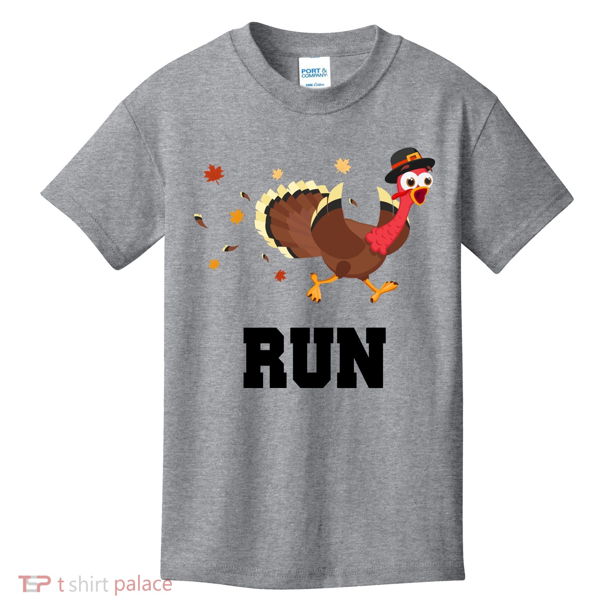 Run Turkey Funny Thanksgiving Kids T-Shirt