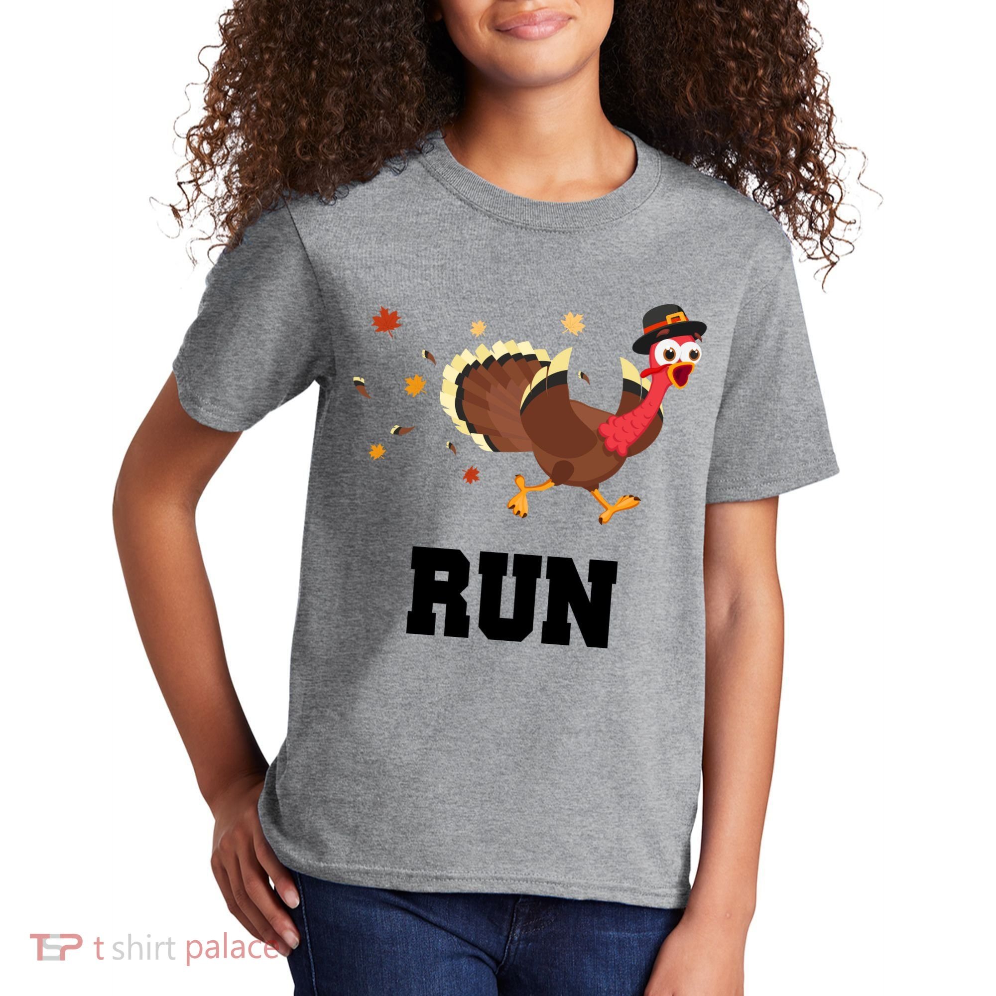 Run Turkey Funny Thanksgiving Kids T-Shirt