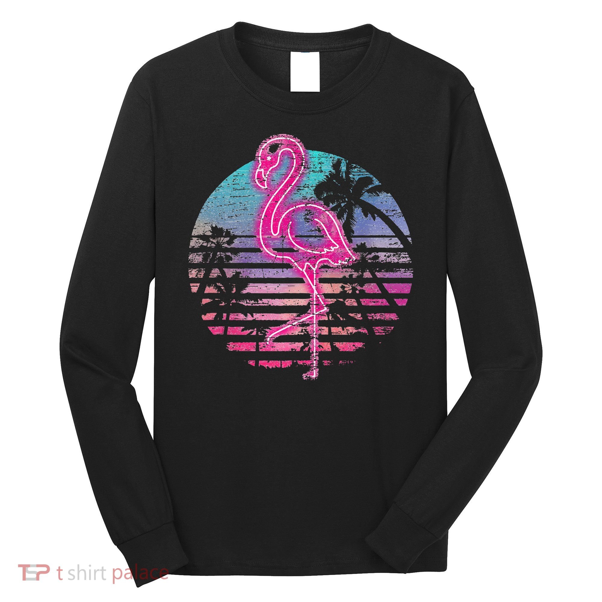 Retro Tropic Flamingo Long Sleeve Shirt